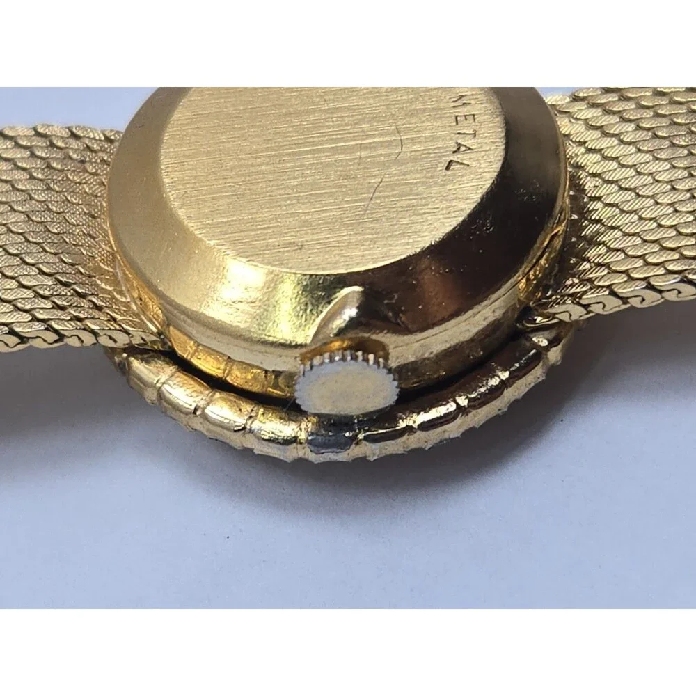 Womens Vintage Monarch Manual Wind Swiss Made Gold Tone Rhinestone Watch Runs